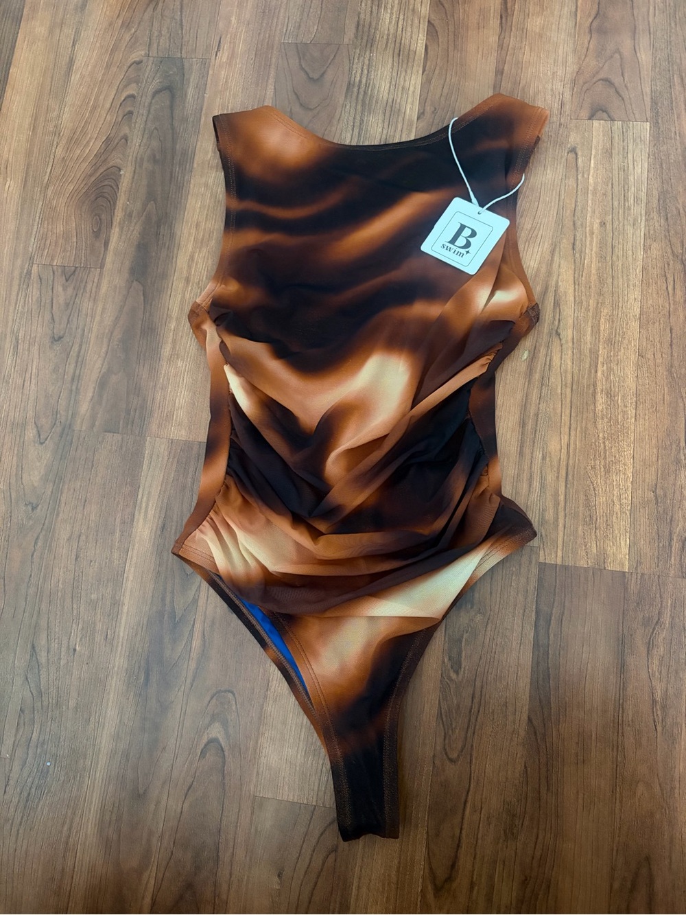 B. Swim Brown & Black Marbled One-Piece Swimsuit